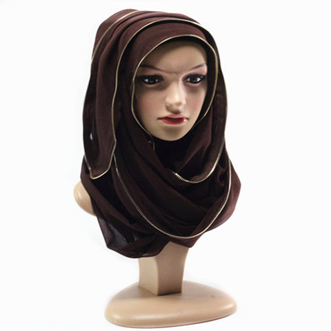 Brown Chiffon  Zipper Hijab