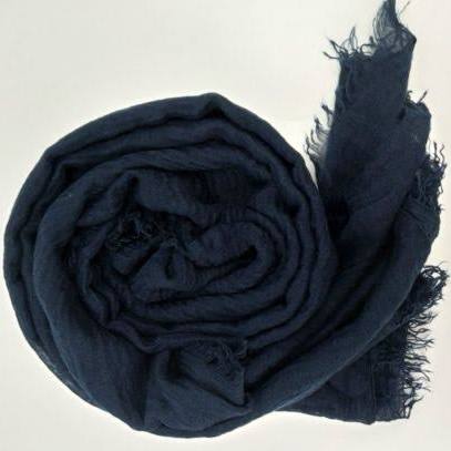 Navy Blue Cotton Crinkle Hijab