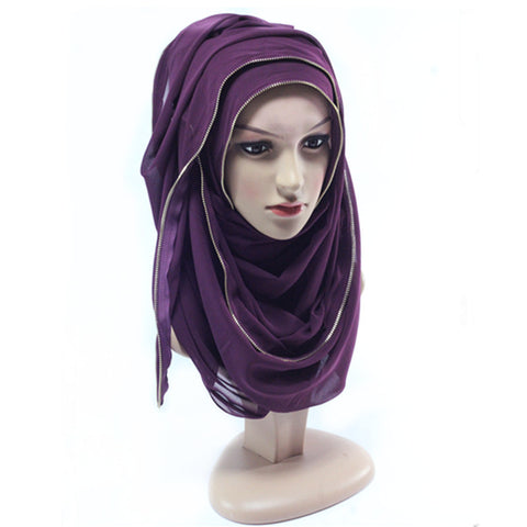 Purple Chiffon Zipper Hijab