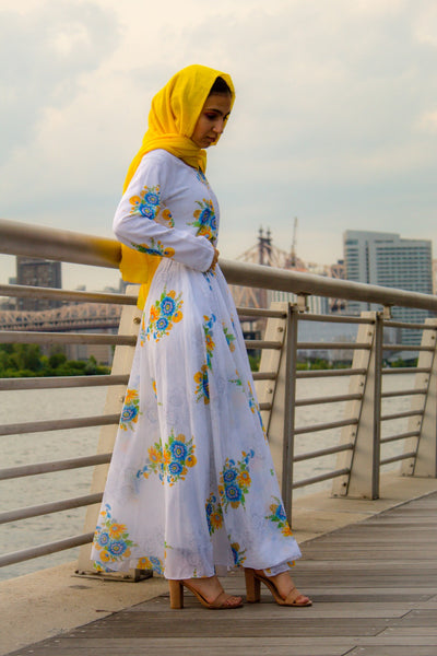 Yellow Tropical Floral Dress