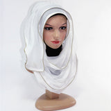 White  Chiffon Zipper Hijab