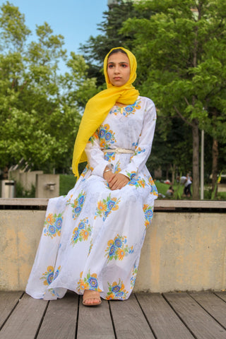 Yellow Tropical Floral Dress